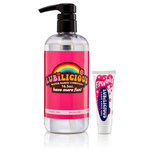 Load image into Gallery viewer, extra large 16.5 oz bottle of original water based lube and 1 oz tube of clitoral stimulation gel Fireworks made by Lubilicious - have more fun!
