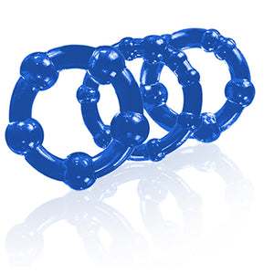 Stay Hard Beaded Cockrings 3pc Set Blue