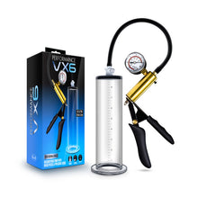 Load image into Gallery viewer, Performance Vx6 Vacuum Penis Pump W/ Brass Trigger &amp; Pressure Gauge Clear
