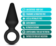 Load image into Gallery viewer, Anal Adventures Platinum Silicone Loop Plug - Small Black
