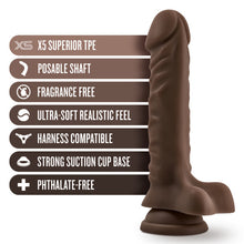 Load image into Gallery viewer, Dr Skin Plus 9in Posable Dildo W/ Balls Chocolate
