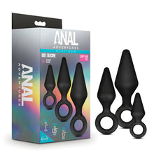 Load image into Gallery viewer, Anal Adventures Platinum Silicone Loop Plug Kit Black
