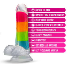 Load image into Gallery viewer, Neo Elite Glow In The Dark Rainbow Rave 6.5 Silicone Dual Density Dildo&quot;
