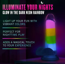Load image into Gallery viewer, Neo Elite Glow In The Dark Rainbow Rave 6.5 Silicone Dual Density Dildo&quot;
