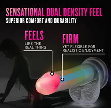 Load image into Gallery viewer, Neo Elite Glow In The Dark Rainbow Rave 6.5 Silicone Dual Density Dildo&quot;
