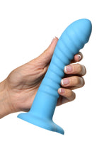 Load image into Gallery viewer, Simply Sweet Ribbed Silicone Dildo Blue
