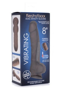 Fleshstixxx 8in Vibrating Dildo W/ Balls Dark