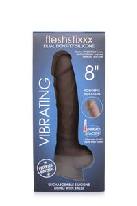 Fleshstixxx 8in Vibrating Dildo W/ Balls Dark