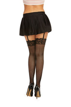 Load image into Gallery viewer, Thigh High Fishnet Lace Black O/s Seville
