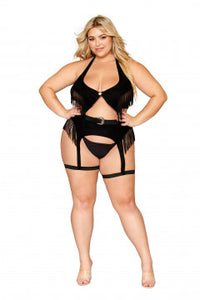 Ride 'em Cowgirl Faux-suede Bralette Set Black Q/s