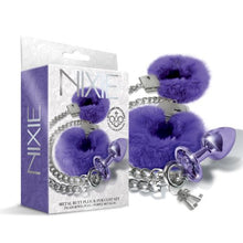 Load image into Gallery viewer, Nixie Metal Plug &amp; Furry Cuff Set Purple Metallic
