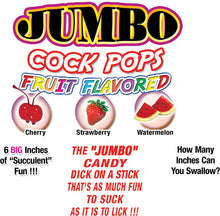 Load image into Gallery viewer, Jumbo Fruit Flavored Cock Pops 6pc Display
