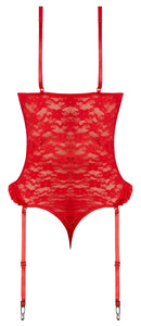 Cupless Crotchless Teddy Red S/m (luv Lace)