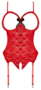 Cupless Crotchless Teddy Red S/m (luv Lace)