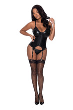 Load image into Gallery viewer, Club Candy Basque &amp; Cheeky Panty Black L/xl

