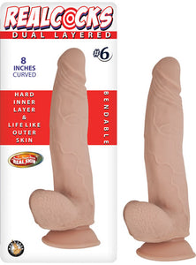 Real Cocks Dual Layered #6 Flesh Curved 8 "