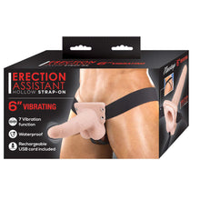 Load image into Gallery viewer, Erection Assistant Hollow Strap-on 6 Vibrating White &quot;
