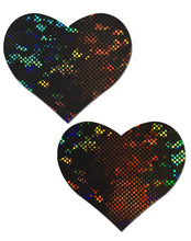 Load image into Gallery viewer, Pastease Love Shattered Glass Disco Ball Black Heart Nipple Pasties
