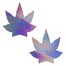 Load image into Gallery viewer, Pastease Indica Pot Leaf Silver Holographic Pasties
