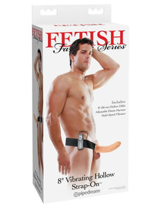 Fetish Fantasy 8in Hollow Strap On Flesh Vibrating