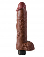 Load image into Gallery viewer, King Cock 10 In Cock W/balls Brown Vibrating
