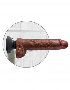 King Cock 10 In Cock W/balls Brown Vibrating