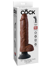 Load image into Gallery viewer, King Cock 10 In Cock W/balls Brown Vibrating
