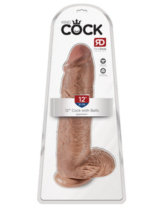 King Cock 12 In Cock W/balls Tan