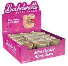 Load image into Gallery viewer, Bachelorette Mini Pecker Shot Glass 12 Pc Display
