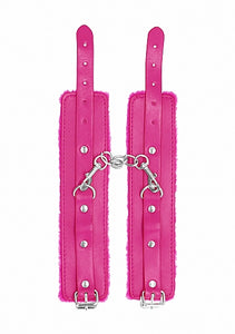 Ouch! Plush Leather Handcuffs Pink