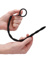 Load image into Gallery viewer, Silicone Plug &amp; Cock Ring Set Urethral Sounding Black
