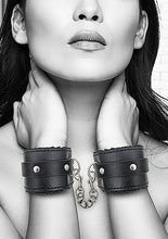 Load image into Gallery viewer, B&amp;w Hand Cuffs W/ Straps Bonded Leather
