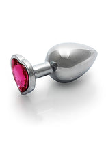 Load image into Gallery viewer, Heart Gem Butt Plug Medium Silver Rubellite Pink
