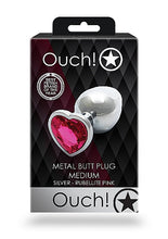 Load image into Gallery viewer, Heart Gem Butt Plug Medium Silver Rubellite Pink
