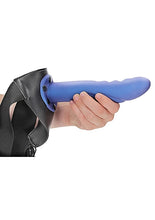 Load image into Gallery viewer, Ouch! Textured Curved Hollow Strap-on 8in Metallic Blue
