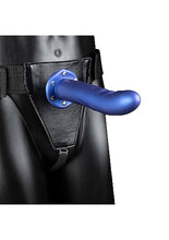 Load image into Gallery viewer, Ouch! Textured Curved Hollow Strap-on 8in Metallic Blue
