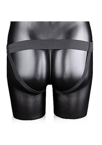 Ouch! Ribbed Hollow Strap-on 8 In W/ Balls Black