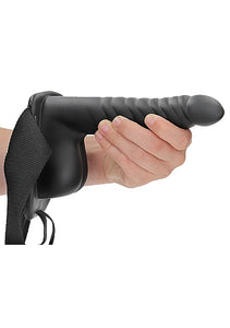 Ouch! Ribbed Hollow Strap-on 8 In W/ Balls Black