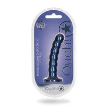 Load image into Gallery viewer, Ouch! Beaded Silicone G-spot Dildo 5 In Metallic Blue
