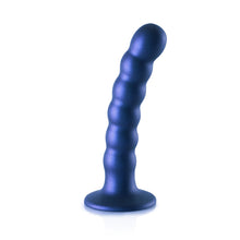 Load image into Gallery viewer, Ouch! Beaded Silicone G-spot Dildo 5 In Metallic Blue
