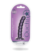 Load image into Gallery viewer, Ouch! Beaded Silicone G-spot Dildo 5 In Metallic Purple
