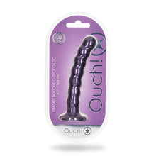 Load image into Gallery viewer, Ouch! Beaded Silicone G-spot Dildo 6.5 In Metallic Purple
