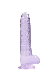 Realrock 8in Realistic Dildo W/ Balls Clear Purple