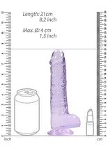 Load image into Gallery viewer, Realrock 8in Realistic Dildo W/ Balls Clear Purple
