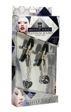 Load image into Gallery viewer, Master Series Charmed Heart Padlock Nipple Clamps
