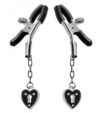 Load image into Gallery viewer, Master Series Charmed Heart Padlock Nipple Clamps
