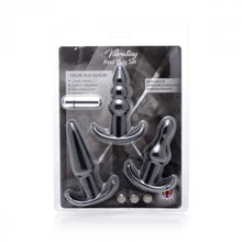 Load image into Gallery viewer, Trinity Vibes 4 Pc Vibrating Anal Plug Set Black

