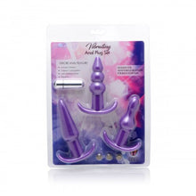 Load image into Gallery viewer, Trinity Vibes 4 Pc Vibrating Anal Plug Set Purple
