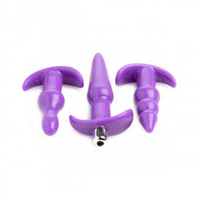 Load image into Gallery viewer, Trinity Vibes 4 Pc Vibrating Anal Plug Set Purple
