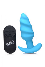 Load image into Gallery viewer, Bang! 21x Vibrating Silicone Swirl Butt Plug W/ Remote Blue
